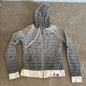 Roxy Black and White Geometric Hoodie